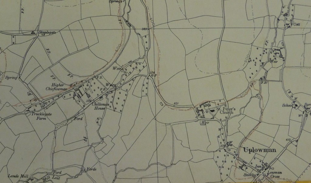 1962 map of Uplowman centre