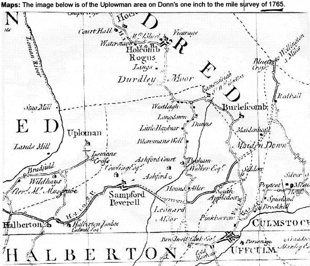 1765 map showing Uplowman