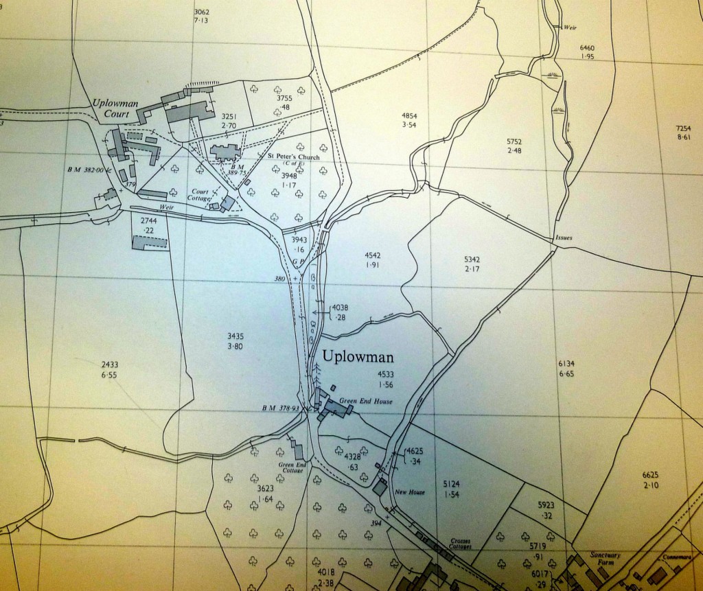 1970 map of Uplowman centre